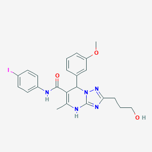 molecular formula C23H24IN5O3 B489062 2-(3-hydroxypropyl)-N-(4-iodophenyl)-7-(3-methoxyphenyl)-5-methyl-4,7-dihydro[1,2,4]triazolo[1,5-a]pyrimidine-6-carboxamide CAS No. 537698-94-5