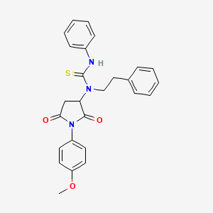 molecular formula C26H25N3O3S B4890637 1-[1-(4-Methoxyphenyl)-2,5-dioxopyrrolidin-3-yl]-3-phenyl-1-(2-phenylethyl)thiourea 