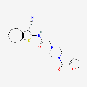 molecular formula C21H24N4O3S B4890693 N-{3-CYANO-4H5H6H7H8H-CYCLOHEPTA[B]THIOPHEN-2-YL}-2-[4-(FURAN-2-CARBONYL)PIPERAZIN-1-YL]ACETAMIDE 