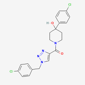 molecular formula C21H20Cl2N4O2 B4890702 [4-(4-Chlorophenyl)-4-hydroxypiperidin-1-yl]-[1-[(4-chlorophenyl)methyl]triazol-4-yl]methanone 