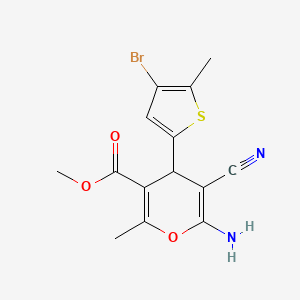molecular formula C14H13BrN2O3S B4890726 methyl 6-amino-4-(4-bromo-5-methylthiophen-2-yl)-5-cyano-2-methyl-4H-pyran-3-carboxylate 