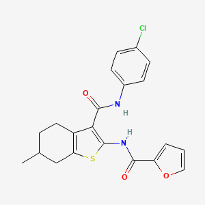 molecular formula C21H19ClN2O3S B4890817 N-{3-[(4-chlorophenyl)carbamoyl]-6-methyl-4,5,6,7-tetrahydro-1-benzothiophen-2-yl}furan-2-carboxamide 