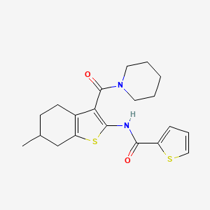 molecular formula C20H24N2O2S2 B4890986 N-[6-methyl-3-(piperidylcarbonyl)(4,5,6,7-tetrahydrobenzo[b]thiophen-2-yl)]-2-thienylcarboxamide 