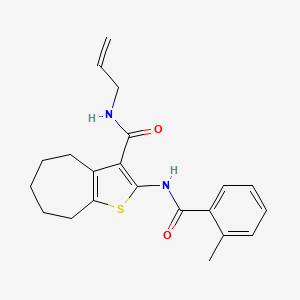 molecular formula C21H24N2O2S B4891006 2-{[(2-methylphenyl)carbonyl]amino}-N-(prop-2-en-1-yl)-5,6,7,8-tetrahydro-4H-cyclohepta[b]thiophene-3-carboxamide 