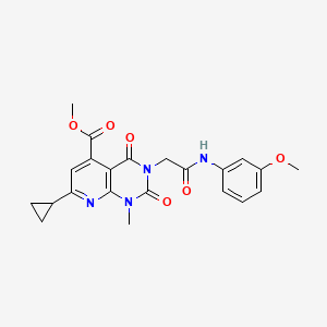 molecular formula C22H22N4O6 B4891083 METHYL 7-CYCLOPROPYL-3-{[(3-METHOXYPHENYL)CARBAMOYL]METHYL}-1-METHYL-2,4-DIOXO-1H,2H,3H,4H-PYRIDO[2,3-D]PYRIMIDINE-5-CARBOXYLATE 