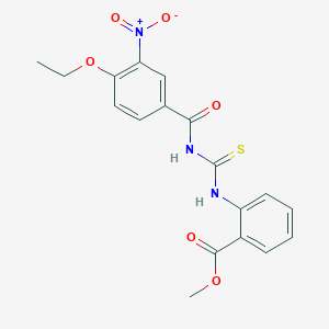 molecular formula C18H17N3O6S B4891215 Methyl 2-({[(4-ethoxy-3-nitrophenyl)carbonyl]carbamothioyl}amino)benzoate 