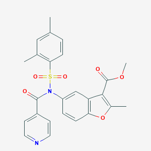 molecular formula C25H22N2O6S B489143 Methyl 5-[[(2,4-dimethylphenyl)sulfonyl](isonicotinoyl)amino]-2-methyl-1-benzofuran-3-carboxylate CAS No. 518321-19-2