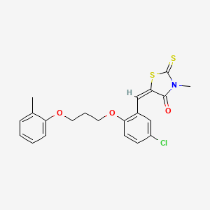 molecular formula C21H20ClNO3S2 B4891447 (5E)-5-[[5-chloro-2-[3-(2-methylphenoxy)propoxy]phenyl]methylidene]-3-methyl-2-sulfanylidene-1,3-thiazolidin-4-one 