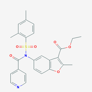 molecular formula C26H24N2O6S B489145 Ethyl 5-[[(2,4-dimethylphenyl)sulfonyl](isonicotinoyl)amino]-2-methyl-1-benzofuran-3-carboxylate CAS No. 518321-20-5