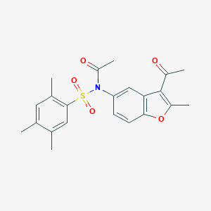molecular formula C22H23NO5S B489151 N-(3-acetyl-2-methyl-1-benzofuran-5-yl)-N-(2,4,5-trimethylphenyl)sulfonylacetamide CAS No. 518319-94-3