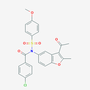 molecular formula C25H20ClNO6S B489152 N-(3-acetyl-2-methyl-1-benzofuran-5-yl)-4-chloro-N-[(4-methoxyphenyl)sulfonyl]benzamide CAS No. 518318-53-1