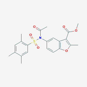 molecular formula C22H23NO6S B489153 Methyl 5-{acetyl[(2,4,5-trimethylphenyl)sulfonyl]amino}-2-methyl-1-benzofuran-3-carboxylate CAS No. 518319-95-4