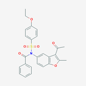 B489176 N-(3-acetyl-2-methyl-1-benzofuran-5-yl)-N-[(4-ethoxyphenyl)sulfonyl]benzamide CAS No. 518318-02-0