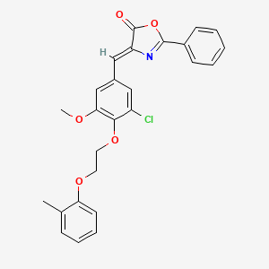molecular formula C26H22ClNO5 B4891790 (4Z)-4-[[3-chloro-5-methoxy-4-[2-(2-methylphenoxy)ethoxy]phenyl]methylidene]-2-phenyl-1,3-oxazol-5-one 