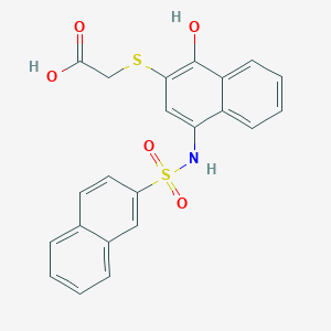 molecular formula C22H17NO5S2 B489186 2-((1-Hydroxy-4-(naphthalene-2-sulfonamido)naphthalen-2-yl)thio)aceticacid CAS No. 518303-29-2