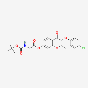 molecular formula C23H22ClNO7 B4891944 [3-(4-Chlorophenoxy)-2-methyl-4-oxochromen-7-yl] 2-[(2-methylpropan-2-yl)oxycarbonylamino]acetate 