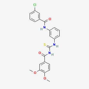 molecular formula C23H20ClN3O4S B4892296 N-[[3-[(3-chlorobenzoyl)amino]phenyl]carbamothioyl]-3,4-dimethoxybenzamide 