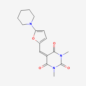 molecular formula C16H19N3O4 B4892353 1,3-dimethyl-5-{[5-(piperidin-1-yl)furan-2-yl]methylidene}pyrimidine-2,4,6(1H,3H,5H)-trione 