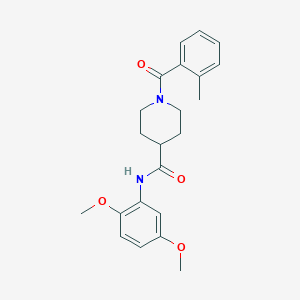 molecular formula C22H26N2O4 B4892451 N-(2,5-dimethoxyphenyl)-1-(2-methylbenzoyl)piperidine-4-carboxamide 