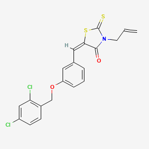 molecular formula C20H15Cl2NO2S2 B4892531 (5E)-5-({3-[(2,4-DICHLOROPHENYL)METHOXY]PHENYL}METHYLIDENE)-3-(PROP-2-EN-1-YL)-2-SULFANYLIDENE-1,3-THIAZOLIDIN-4-ONE 