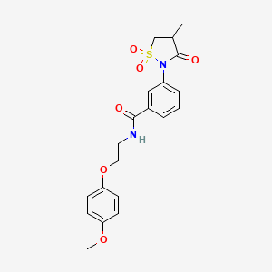 molecular formula C20H22N2O6S B4892620 N-[2-(4-methoxyphenoxy)ethyl]-3-(4-methyl-1,1,3-trioxo-1,2-thiazolidin-2-yl)benzamide 