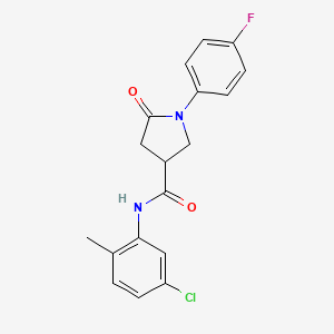 molecular formula C18H16ClFN2O2 B4892950 N-(5-chloro-2-methylphenyl)-1-(4-fluorophenyl)-5-oxopyrrolidine-3-carboxamide 