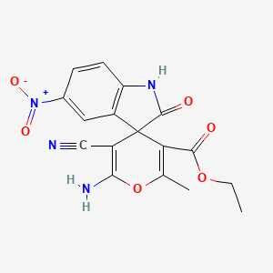 molecular formula C17H14N4O6 B4893005 ETHYL 2'-AMINO-3'-CYANO-6'-METHYL-5-NITRO-2-OXO-1,2-DIHYDROSPIRO[INDOLE-3,4'-PYRAN]-5'-CARBOXYLATE 