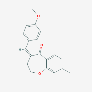 molecular formula C21H22O3 B048931 3,4-Dihydro-4-((4-methoxyphenyl)methylene)-6,8,9-trimethyl-1-benzoxepin-5(2H)-one CAS No. 124392-68-3