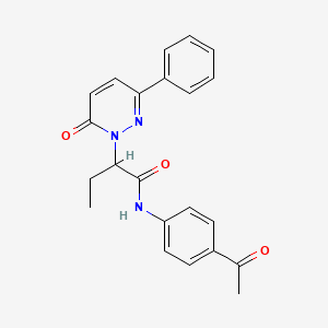 molecular formula C22H21N3O3 B4893226 N-(4-acetylphenyl)-2-(6-oxo-3-phenylpyridazin-1(6H)-yl)butanamide 