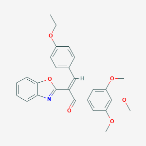 molecular formula C27H25NO6 B489334 (E)-2-(benzo[d]oxazol-2-yl)-3-(4-ethoxyphenyl)-1-(3,4,5-trimethoxyphenyl)prop-2-en-1-one CAS No. 496011-50-8