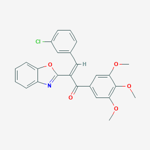 molecular formula C25H20ClNO5 B489338 (E)-2-(benzo[d]oxazol-2-yl)-3-(3-chlorophenyl)-1-(3,4,5-trimethoxyphenyl)prop-2-en-1-one CAS No. 496011-52-0