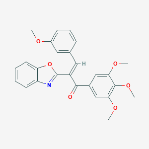 molecular formula C26H23NO6 B489339 (E)-2-(benzo[d]oxazol-2-yl)-3-(3-methoxyphenyl)-1-(3,4,5-trimethoxyphenyl)prop-2-en-1-one CAS No. 496011-53-1