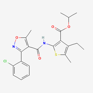 molecular formula C22H23ClN2O4S B4893443 ISOPROPYL 2-[3-(2-CHLOROPHENYL)-5-METHYL-1,2-OXAZOLE-4-AMIDO]-4-ETHYL-5-METHYLTHIOPHENE-3-CARBOXYLATE 