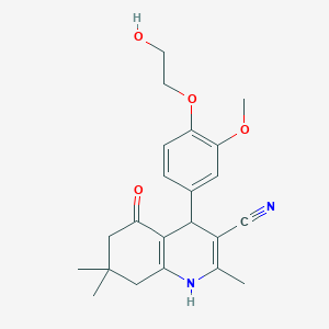 molecular formula C22H26N2O4 B4893501 4-[4-(2-Hydroxyethoxy)-3-methoxyphenyl]-2,7,7-trimethyl-5-oxo-1,4,5,6,7,8-hexahydroquinoline-3-carbonitrile 