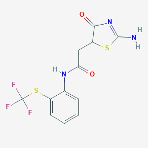 molecular formula C12H10F3N3O2S2 B489362 2-(2-imino-4-oxo-1,3-thiazolidin-5-yl)-N-{2-[(trifluoromethyl)sulfanyl]phenyl}acetamide CAS No. 514181-96-5