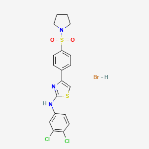 molecular formula C19H18BrCl2N3O2S2 B4893805 N-(3,4-dichlorophenyl)-4-(4-pyrrolidin-1-ylsulfonylphenyl)-1,3-thiazol-2-amine;hydrobromide 