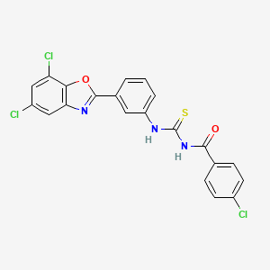 molecular formula C21H12Cl3N3O2S B4893886 4-chloro-N-{[3-(5,7-dichloro-1,3-benzoxazol-2-yl)phenyl]carbamothioyl}benzamide 