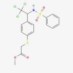 molecular formula C17H16Cl3NO4S2 B4894206 Methyl 2-[4-[1-(benzenesulfonamido)-2,2,2-trichloroethyl]phenyl]sulfanylacetate 