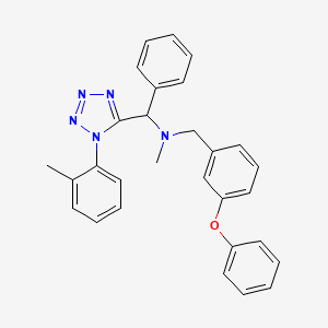 molecular formula C29H27N5O B4894369 N-methyl-1-[1-(2-methylphenyl)tetrazol-5-yl]-N-[(3-phenoxyphenyl)methyl]-1-phenylmethanamine 