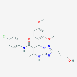 molecular formula C24H26ClN5O4 B489552 N-(4-Chlorophenyl)-7-(2,4-dimethoxyphenyl)-2-(3-hydroxypropyl)-5-methyl-4,7-dihydro-[1,2,4]triazolo[1,5-a]pyrimidine-6-carboxamide CAS No. 691370-69-1