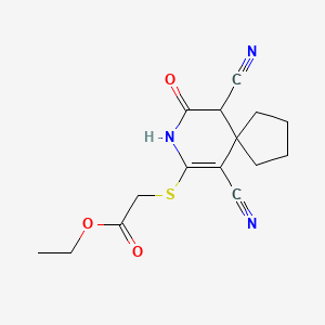 molecular formula C15H17N3O3S B4895577 Ethyl [(6,10-dicyano-9-oxo-8-azaspiro[4.5]dec-6-en-7-yl)sulfanyl]acetate 