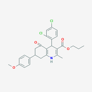 molecular formula C27H27Cl2NO4 B4895707 propyl 4-(2,4-dichlorophenyl)-7-(4-methoxyphenyl)-2-methyl-5-oxo-1,4,5,6,7,8-hexahydroquinoline-3-carboxylate 