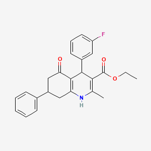 molecular formula C25H24FNO3 B4895847 Ethyl 4-(3-fluorophenyl)-2-methyl-5-oxo-7-phenyl-1,4,5,6,7,8-hexahydroquinoline-3-carboxylate 