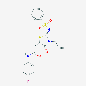 molecular formula C20H18FN3O4S2 B489586 2-(3-allyl-4-oxo-2-((phenylsulfonyl)imino)thiazolidin-5-yl)-N-(4-fluorophenyl)acetamide CAS No. 620568-42-5