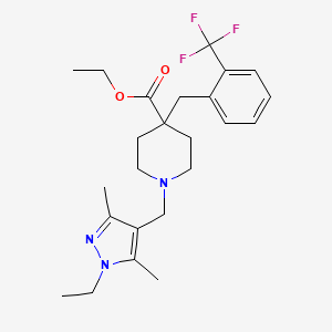 molecular formula C24H32F3N3O2 B4896337 ethyl 1-[(1-ethyl-3,5-dimethyl-1H-pyrazol-4-yl)methyl]-4-[2-(trifluoromethyl)benzyl]-4-piperidinecarboxylate 