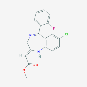 molecular formula C18H14ClFN2O2 B048966 2-[7-Chloro-5-(2-fluorophenyl)-1,3-dihydro-2H-1,4-benzodiazepin-2-ylidene]acetic Acid Methyl Ester CAS No. 59468-40-5