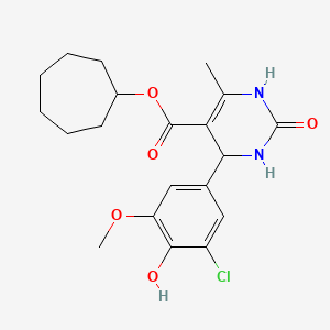 molecular formula C20H25ClN2O5 B4896671 Cycloheptyl 4-(3-chloro-4-hydroxy-5-methoxyphenyl)-6-methyl-2-oxo-1,2,3,4-tetrahydropyrimidine-5-carboxylate 