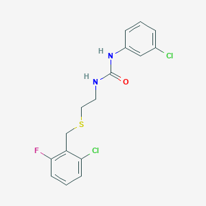molecular formula C16H15Cl2FN2OS B4896680 1-(2-{[(2-CHLORO-6-FLUOROPHENYL)METHYL]SULFANYL}ETHYL)-3-(3-CHLOROPHENYL)UREA 