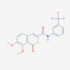 molecular formula C19H14F3NO4S B489679 7,8-dimethoxy-1-oxo-N-[3-(trifluoromethyl)phenyl]-1H-isothiochromene-3-carboxamide CAS No. 622352-64-1