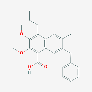 molecular formula C24H26O4 B048969 2,3-Dimethoxy-6-methyl-7-(phenylmethyl)-4-propyl-1-naphthalenecarboxylic Acid CAS No. 213971-47-2